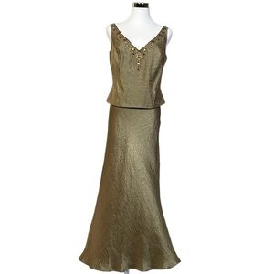 Davids Bridal sleeveless Gold Mother of Bride Bridesmaid Dress Party size 8